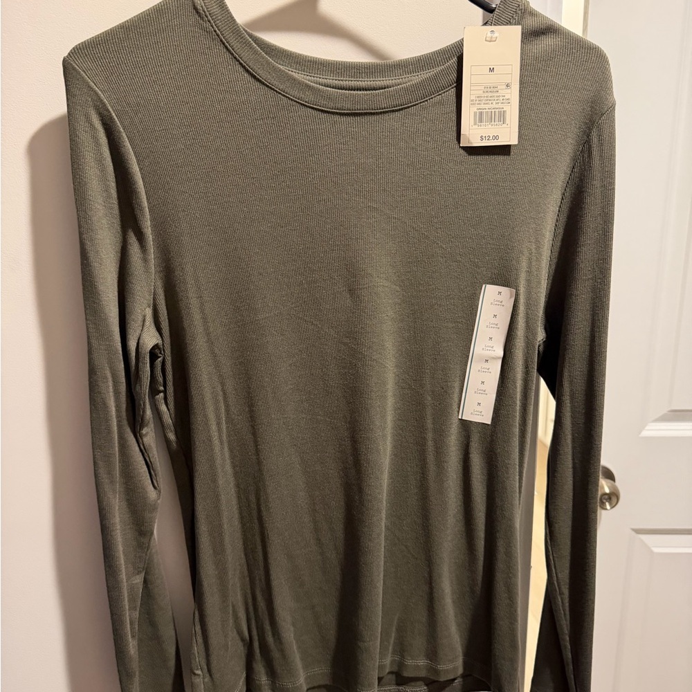a new day Olive Green Long Sleeve Crewneck Top